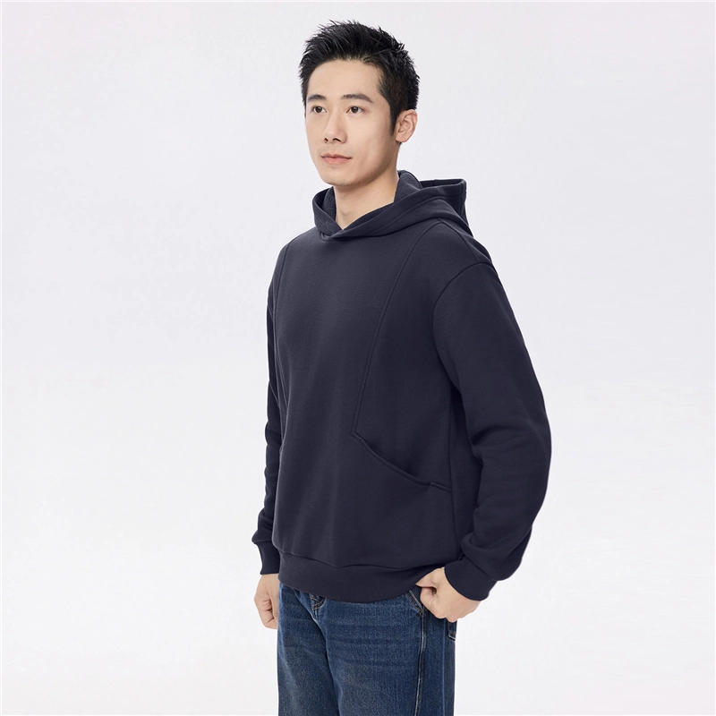 佐丹奴 加绒破骨口袋连帽针织套头卫衣 男款