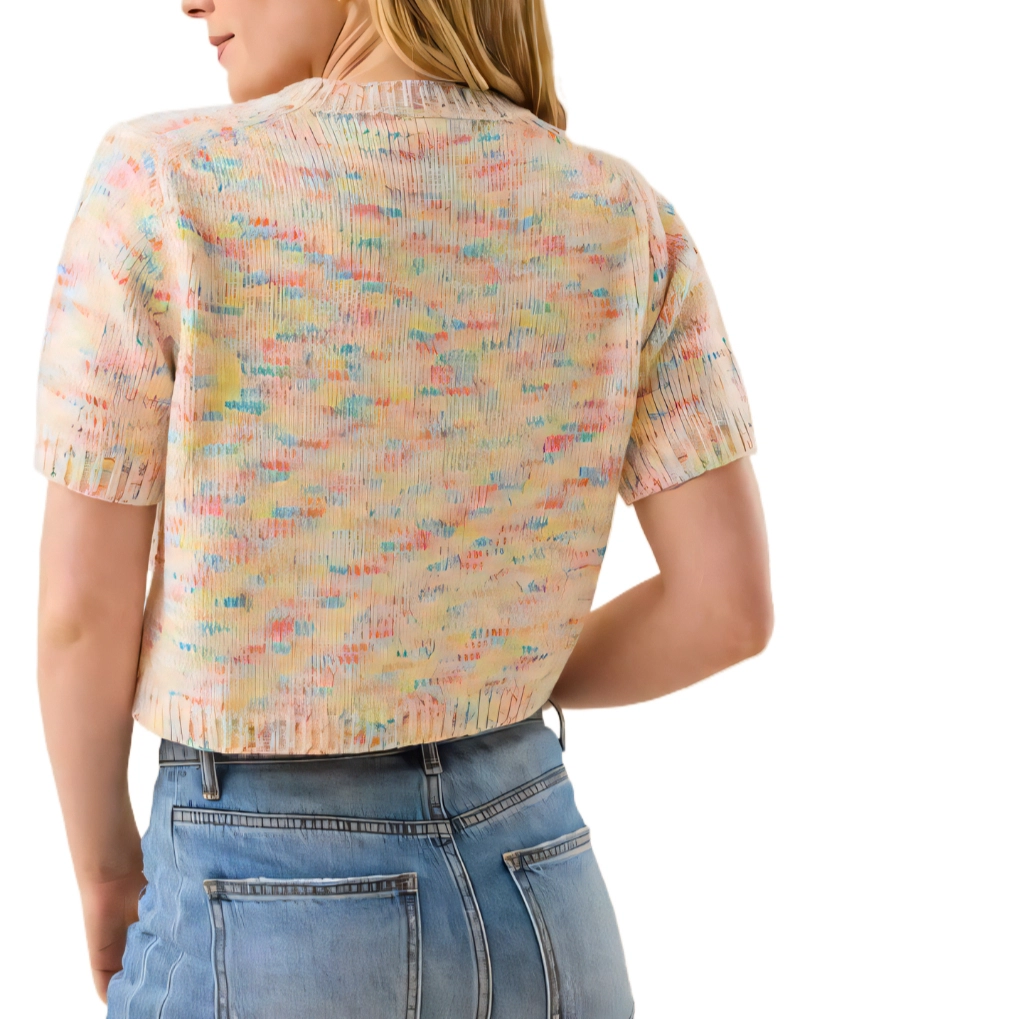ALTAR'D STATE Zoey Confetti Cropped Pullover