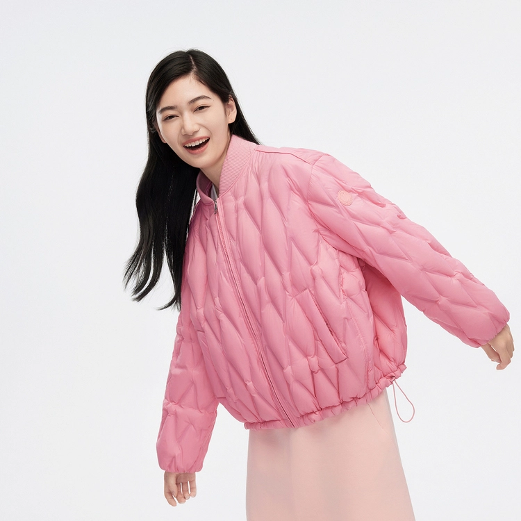 波司登 时尚多巴胺色彩棒球领纯色菱格修身羽绒服 女款