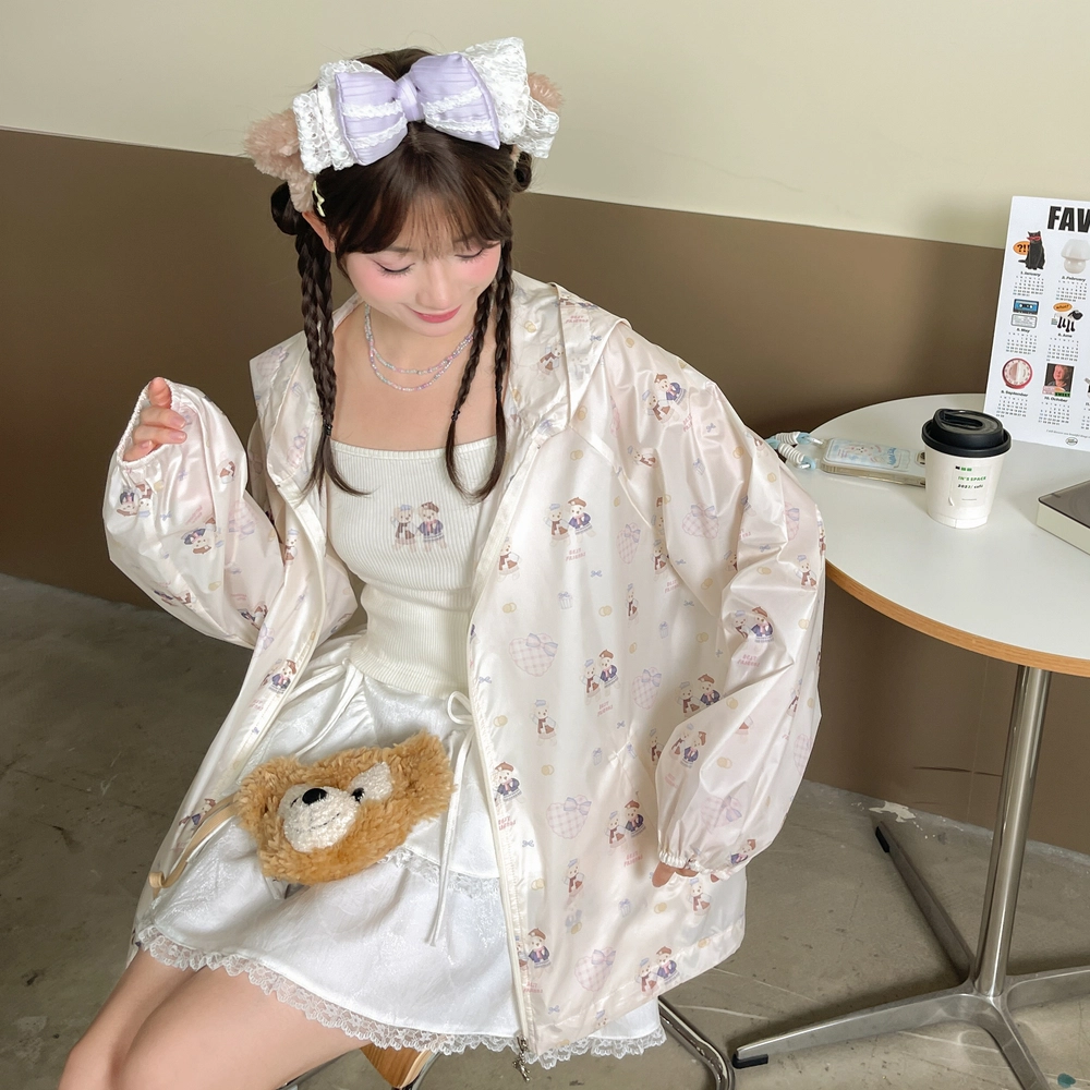 森女部落 原创可爱软妹小熊刺绣小吊带背心 女款 米白色