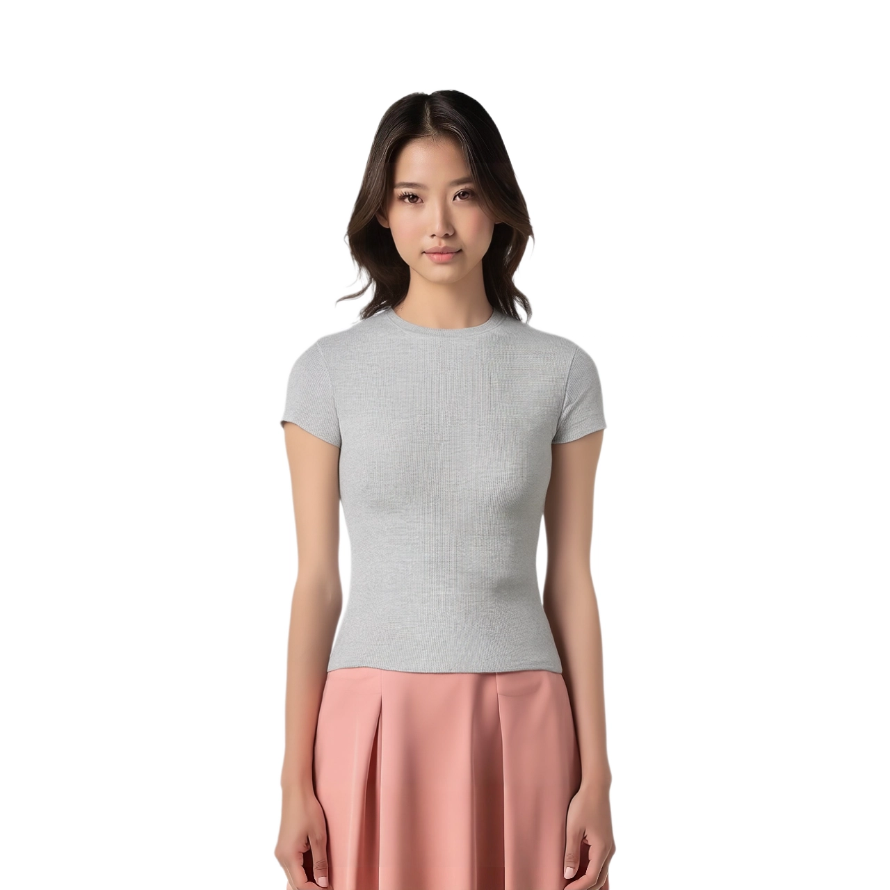 SKIMS COTTON RIB T-SHIRT T LIGHT HEATHER GREY