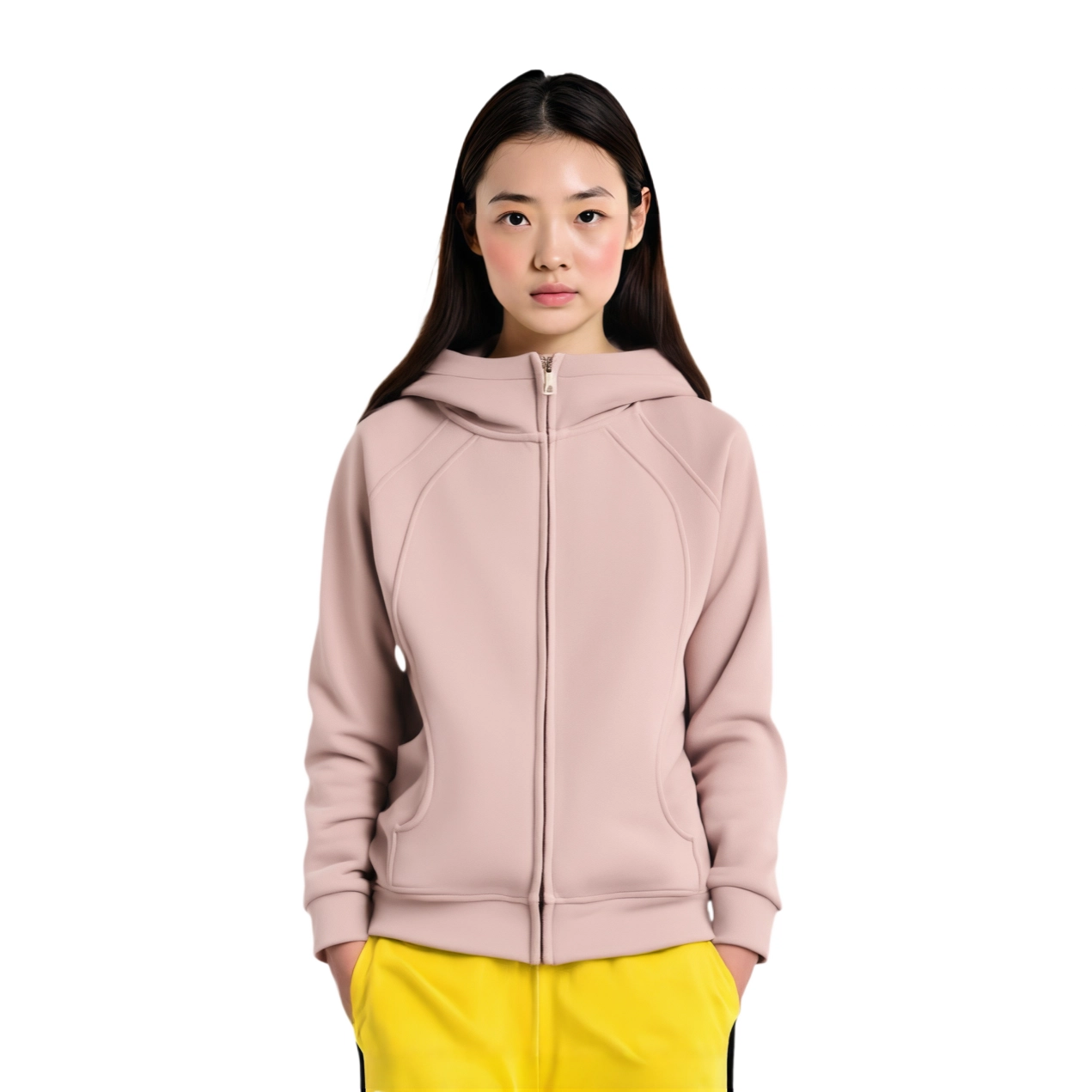 玉儿恋 加厚外套连帽宽松休闲开衫卫衣 女款 樱花粉