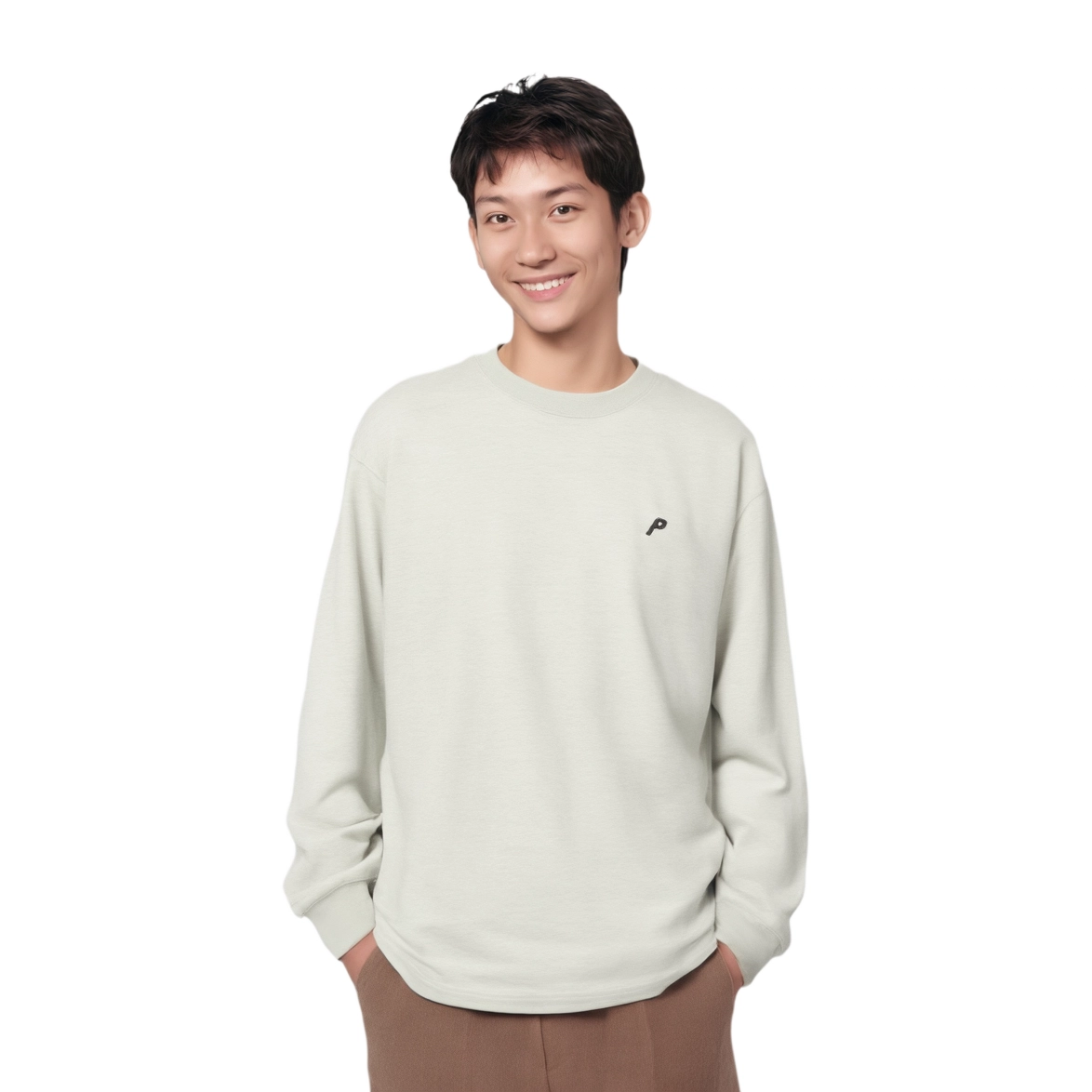 PALACE Mock Neck 320 Crew Grey Maal