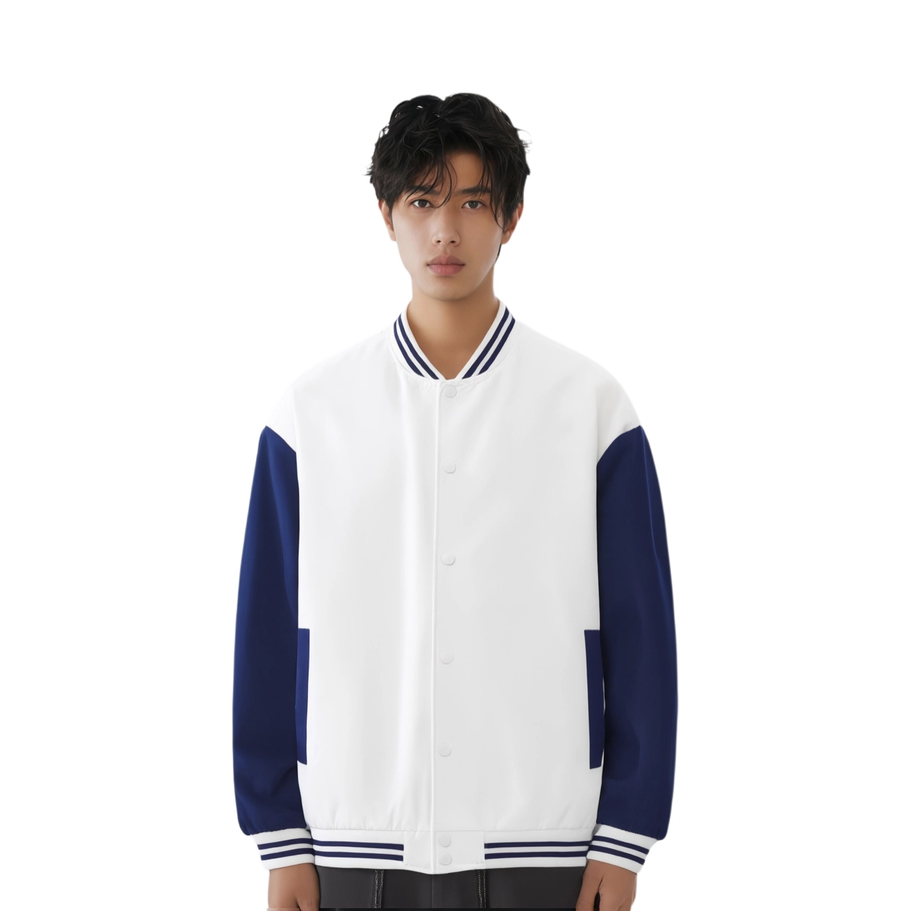 恒源祥  落肩撞色潮流学院风拼接棒球服 男款