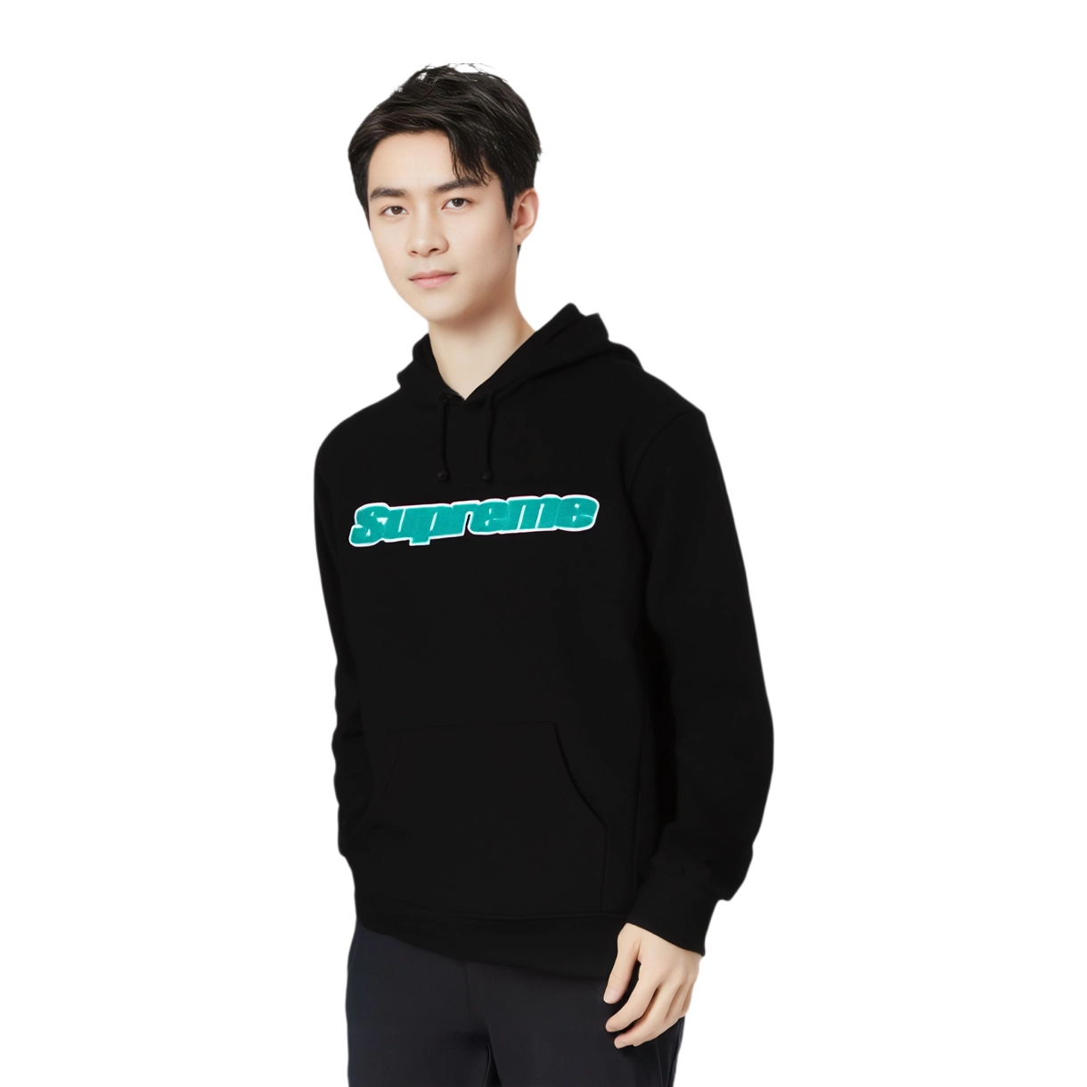 Supreme SS19 Chenille Hooded Sweatshirt Black Logo