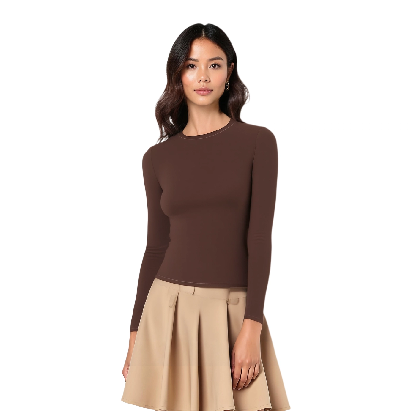 SKIMS FITS EVERYBODY LONG SLEEVE T-SHIRT T COCOA