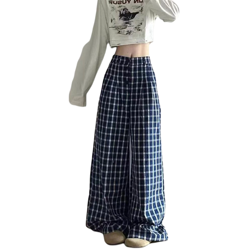 拓菲 松弛感格纹拼接低腰复古百搭遛弯休闲裤 男女同款