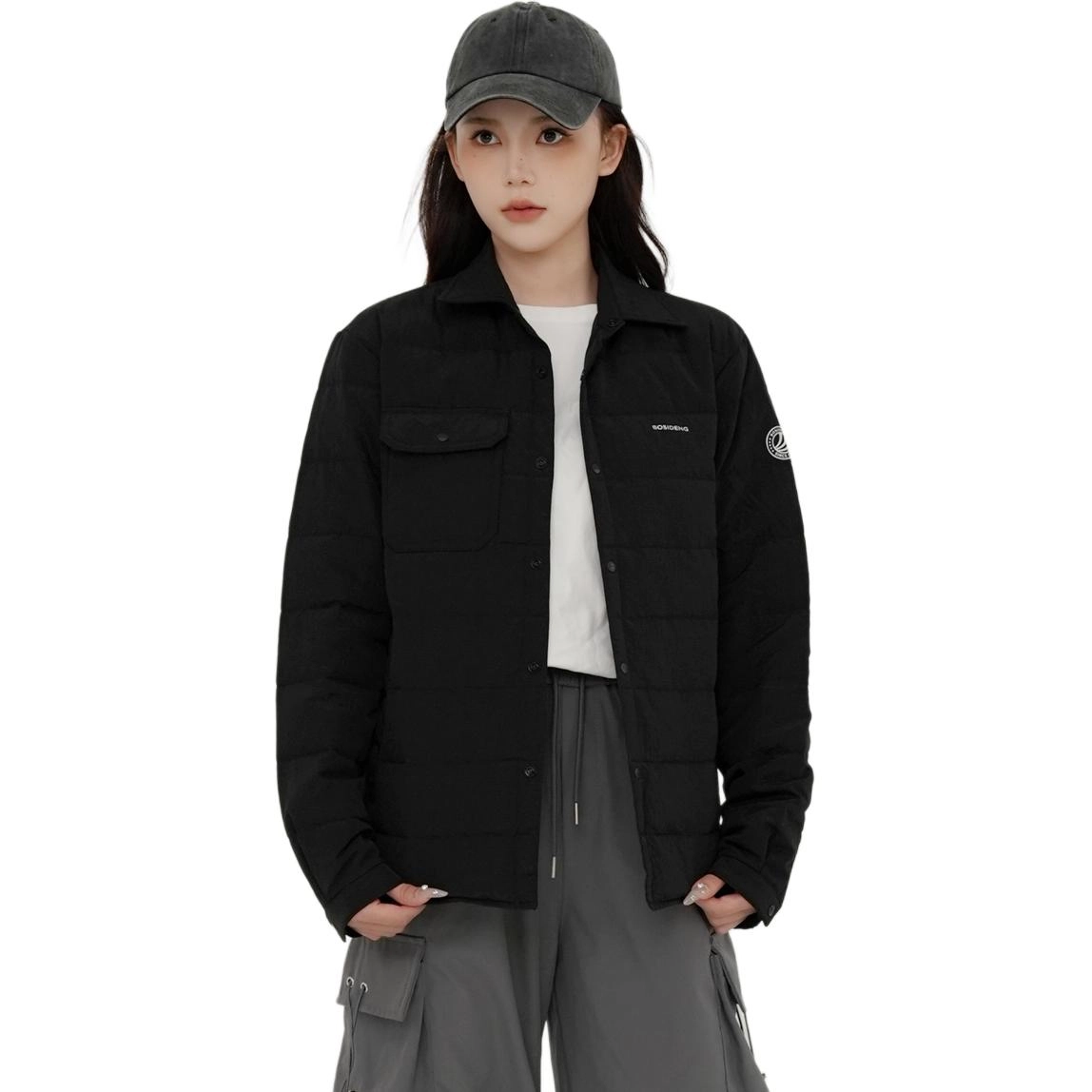 波司登 纯色修身简约翻领舒适时尚长袖羽绒服 女款