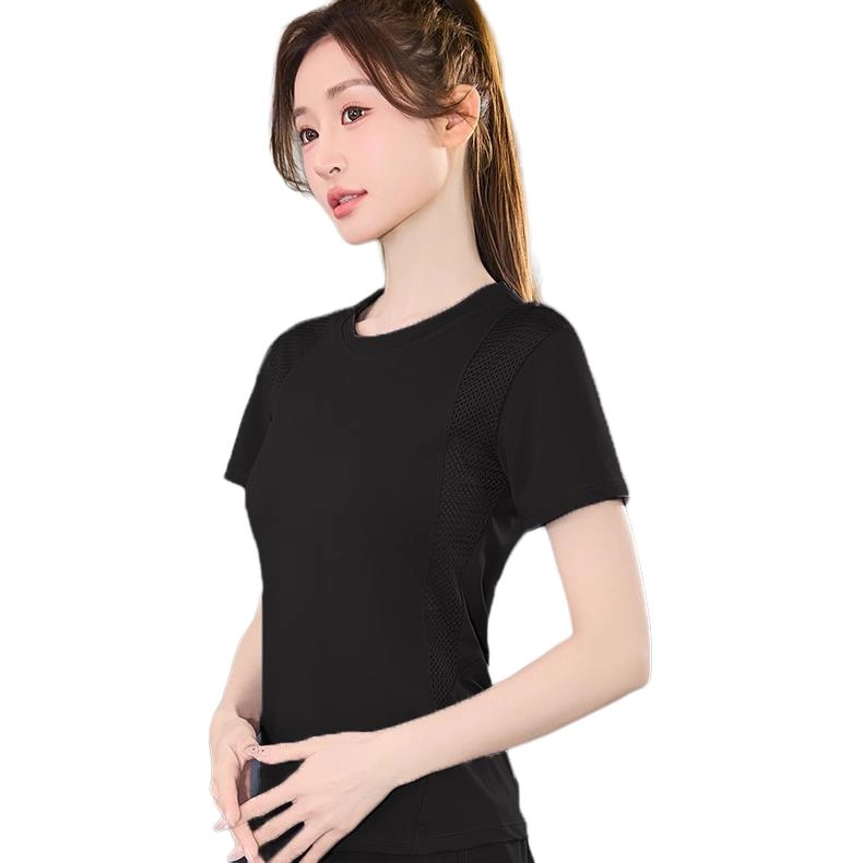 欧迪芬  女速干亲肤透气吸汗显瘦修身塑型夏季薄款女运动服两件套纯色圆领短袖上衣假两件安全短裤普拉提健身房跑步爬楼  健身套装  女款