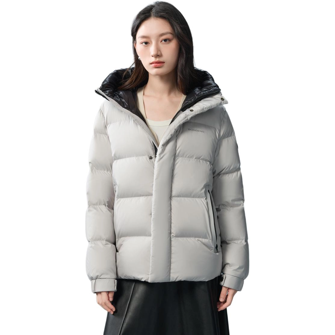 波司登 舒适时尚休闲纯色长袖连帽合身面包服羽绒服 男女同款