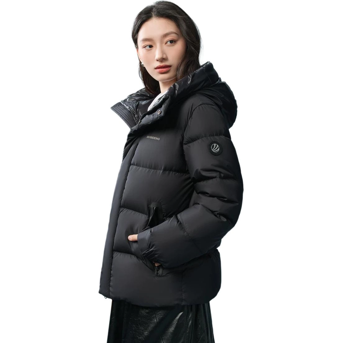 波司登 舒适时尚休闲纯色长袖连帽合身面包服羽绒服 男女同款