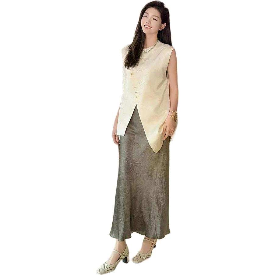美洋 醋酸缎新中式不规则马甲 女款
