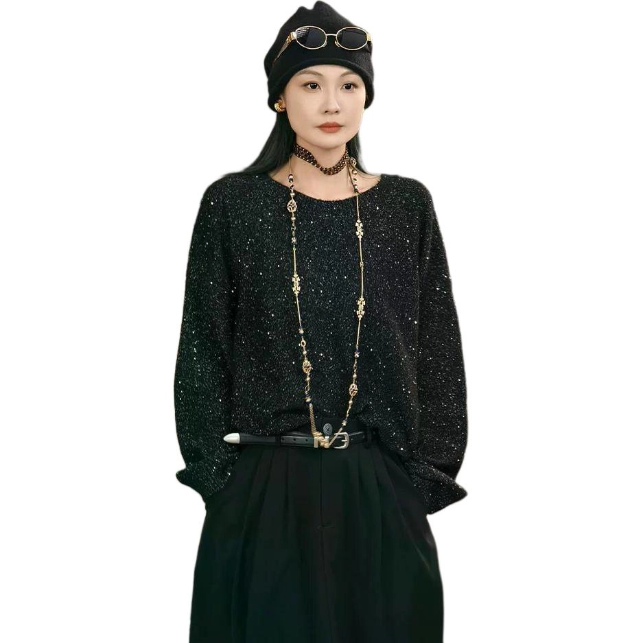 美洋 重工亮丝珠片纱合身舒适休闲针织衫 女款