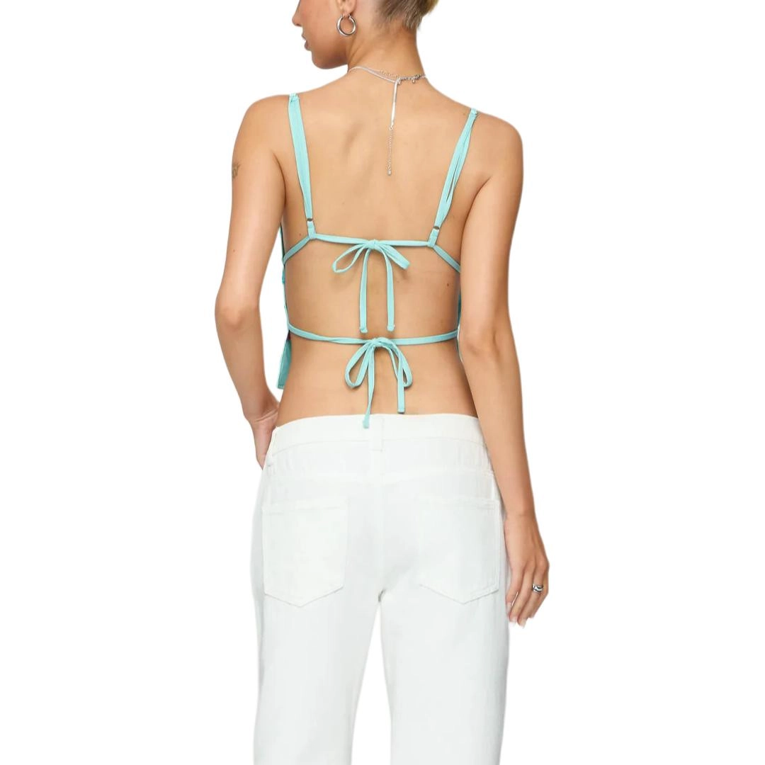 edikted SS25 Pia Sequin Floral Backless Top V