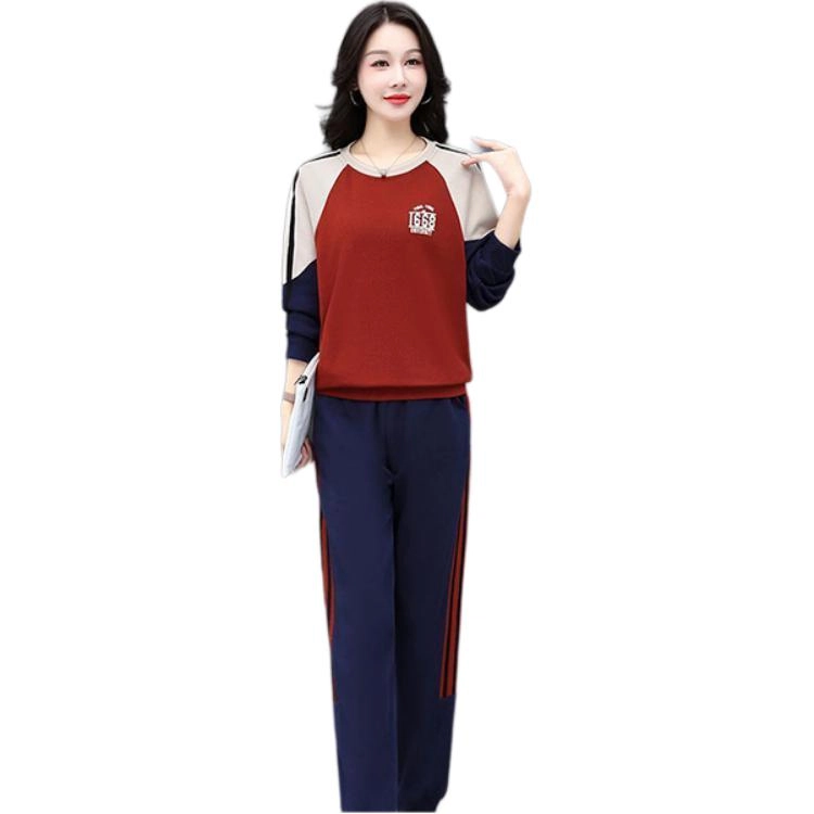 丝絮丝绸 秋季拼接卫衣洋气时尚运动休闲套装 女款