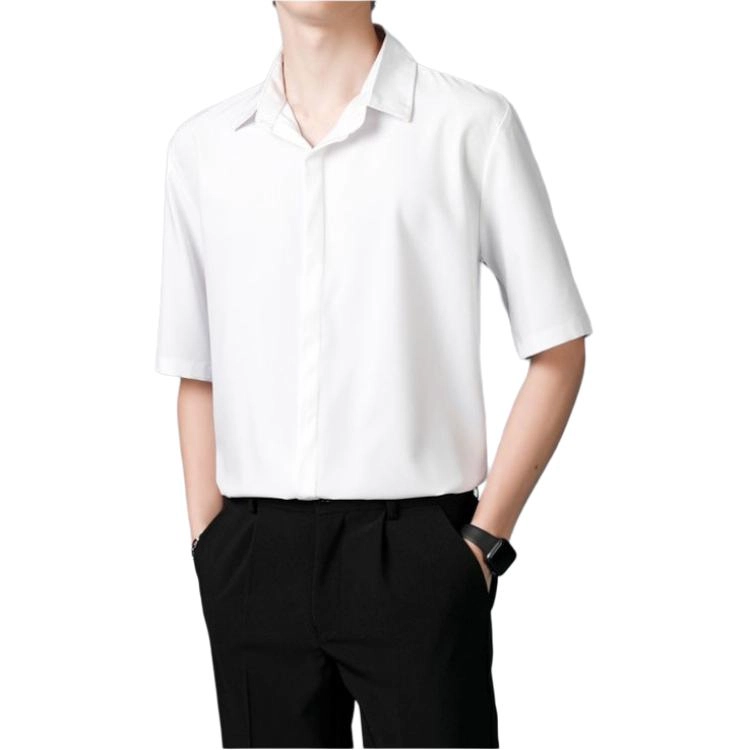 寻星记 美式韩版冰丝男士夏季高级感抗皱免烫商务休闲短袖衬衣衬衫 男女同款
