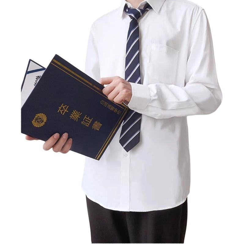 木村叔 日系制服基础款刺绣内搭长袖衬衫 男款 小白