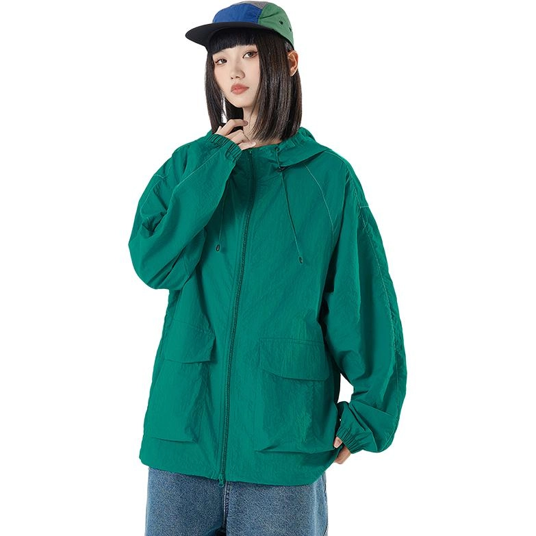 欧迪芬 纯色冰丝连帽轻薄透气登山服防晒服 男女同款