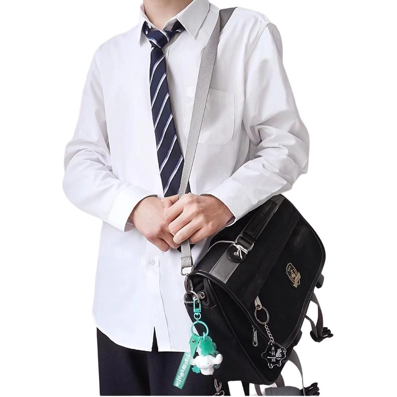 木村叔 日系制服基础款刺绣内搭长袖衬衫 男款 小白