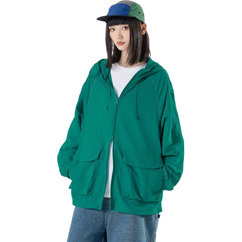 欧迪芬 纯色冰丝连帽轻薄透气登山服防晒服 男女同款
