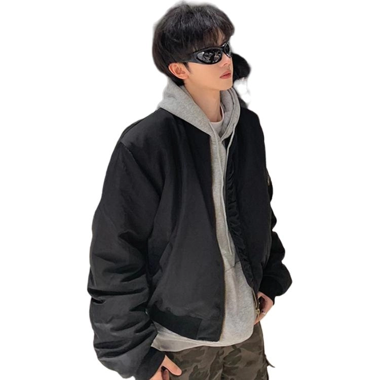 北欧攻略 美式复古潮流百搭翻领短款飞行员夹克 男女同款
