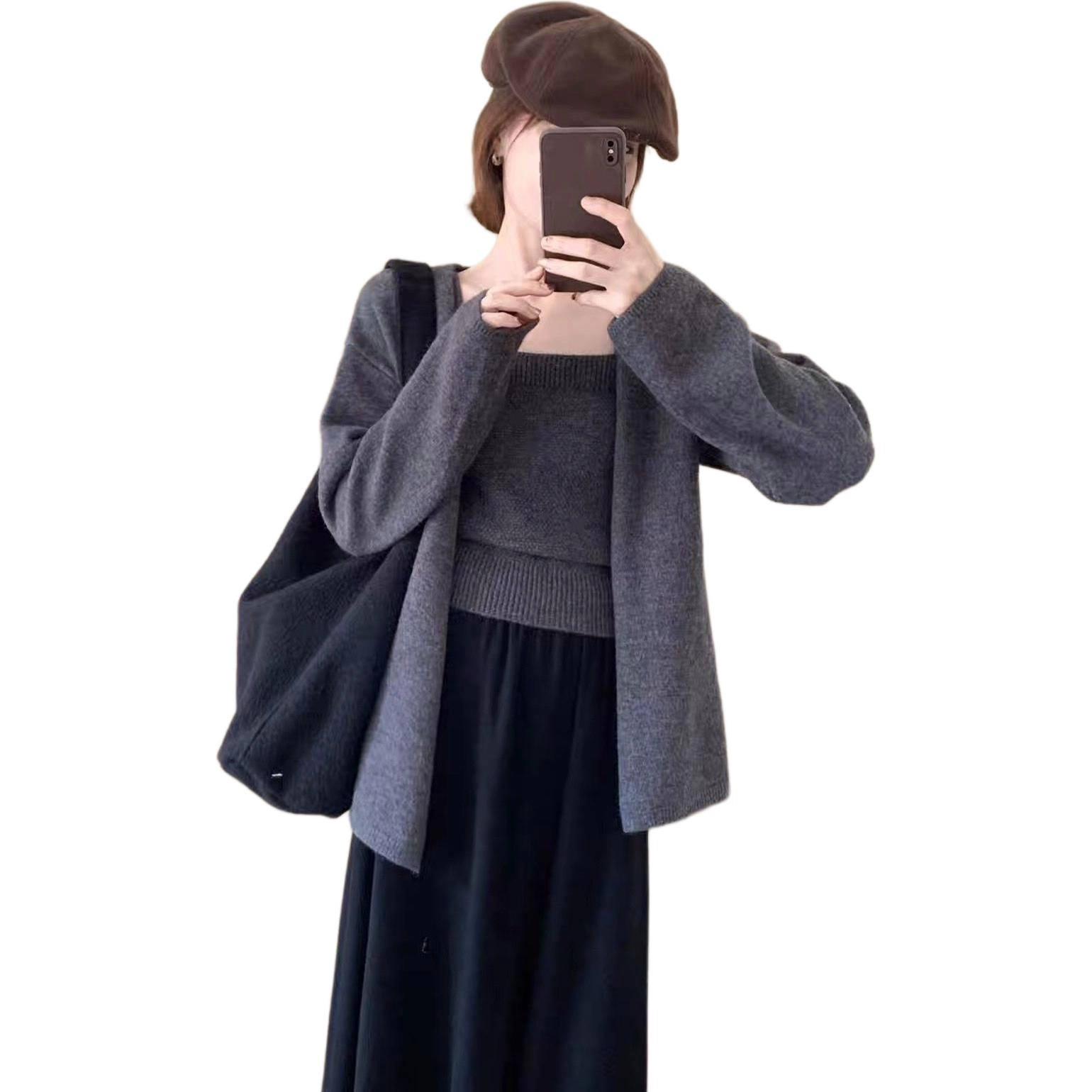 轻迎 慵懒风温柔宽松开衫外套针织衫 女款