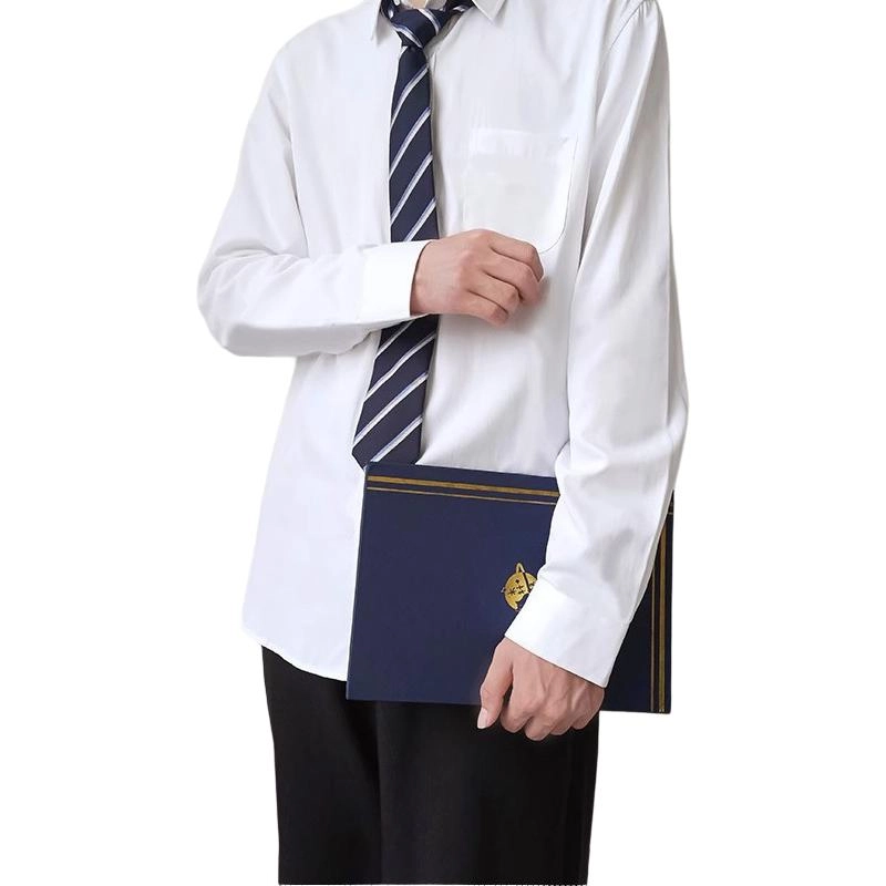 木村叔 日系制服基础款刺绣内搭长袖衬衫 男款 小白