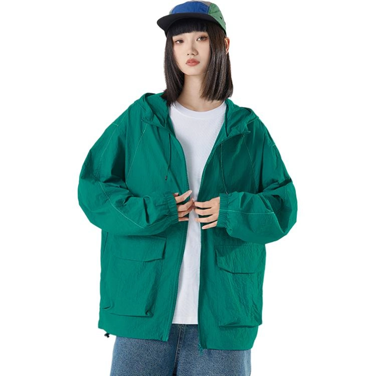 欧迪芬 纯色冰丝连帽轻薄透气登山服防晒服 男女同款