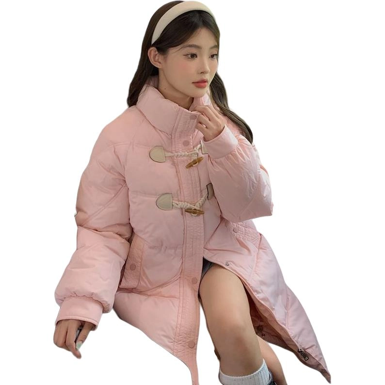 俞兆林 洋气服韩系宽松牛角扣时尚中长款学院风百搭棉服 女款