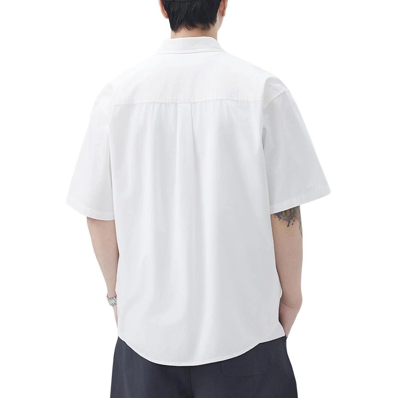 袋鼠 简约设计纯色时尚百搭舒适休闲宽松版型短袖衬衫 男女同款