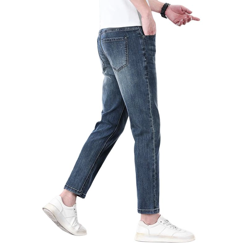炳盛 高端九分韩版修身小脚裤子夏季薄款休闲牛仔裤 男女同款