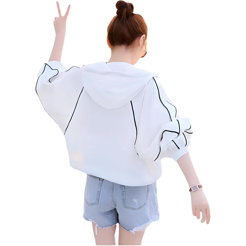 沐晓欣 骑行连帽宽松夏季肌理感截短外套 女款