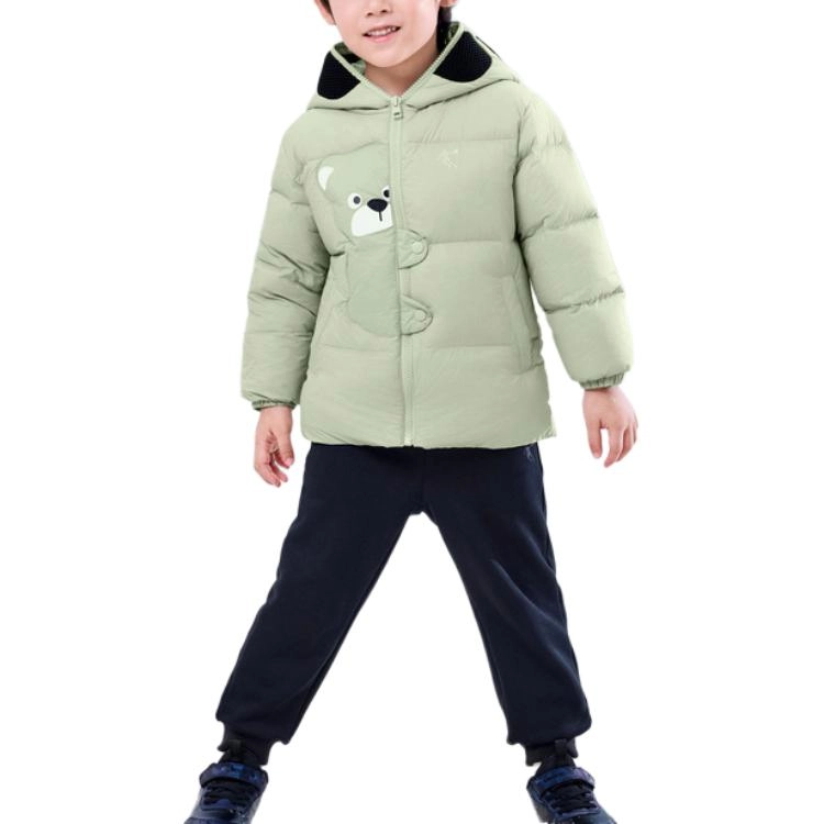 乔丹 舒适柔软连帽百搭羽绒服 泊岸绿 中小童