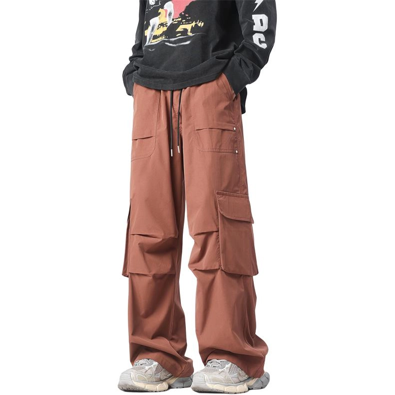 帝狼牛 美式户外机能运动拼接解构褶皱设计感舒适宽松百搭通勤直筒 休闲裤 男女同款