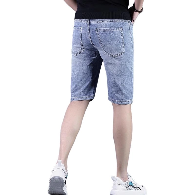 尘映 夏季薄款破洞五分马裤韩版潮弹力中裤子高端牛仔短裤 男女同款