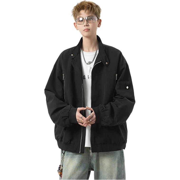 拓菲 美式高街立领秋季潮牌痞帅棒球服宽松拉链设计感工装外套夹克 男女同款