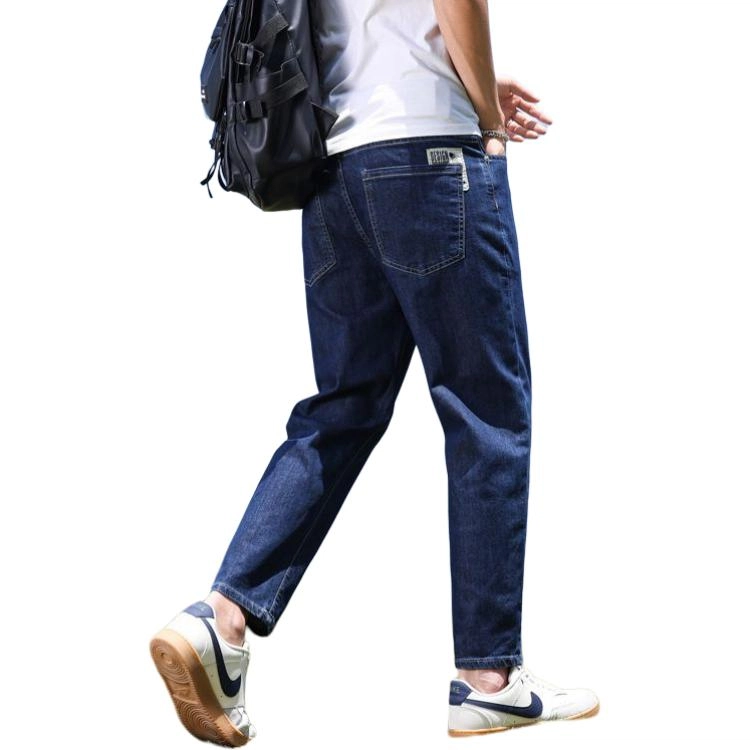 潮人榜 美式薄款凉感潮牌商务休闲百搭弹力直筒九分牛仔裤 男女同款