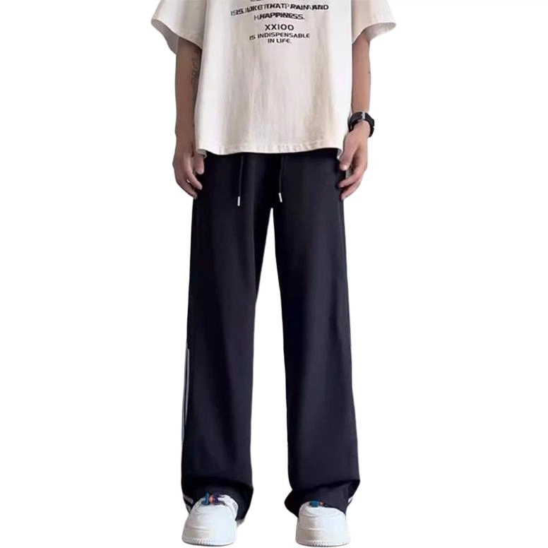拓菲 美式三条杠冰丝速干裤子夏季高街直筒宽松长裤阔腿运动休闲裤 男女同款