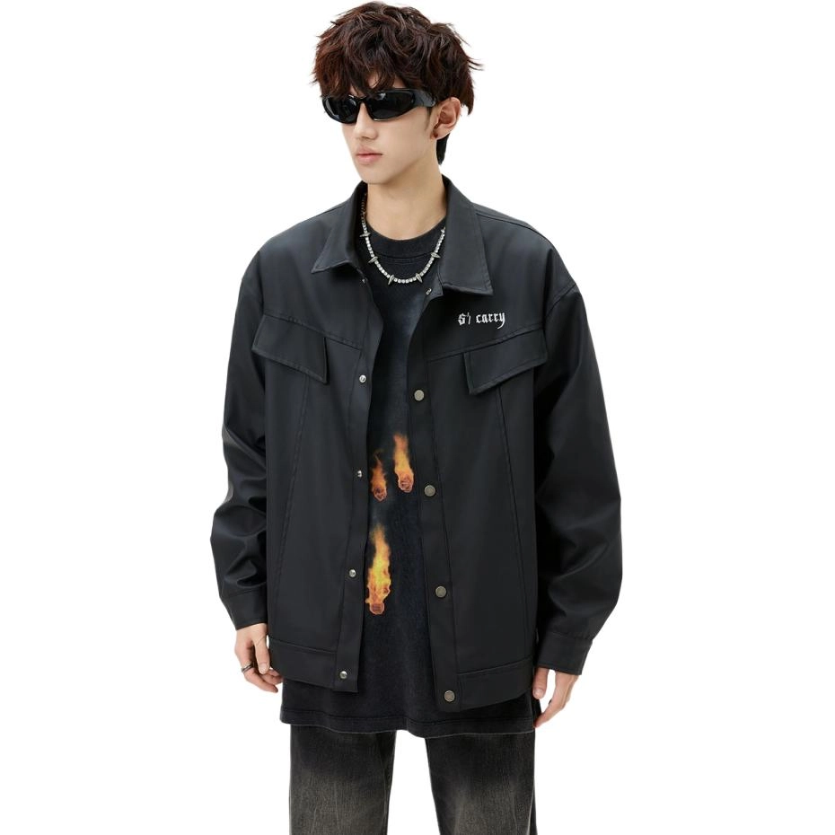 半空山 美式复古高街潮牌痞帅高级感休闲时尚机车服百搭设计感外套夹克 男女同款