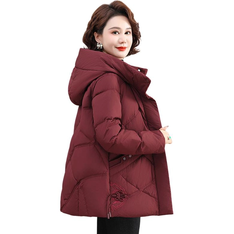 雅鹿 时尚百搭纯色拉链连帽长袖羽绒服 女款