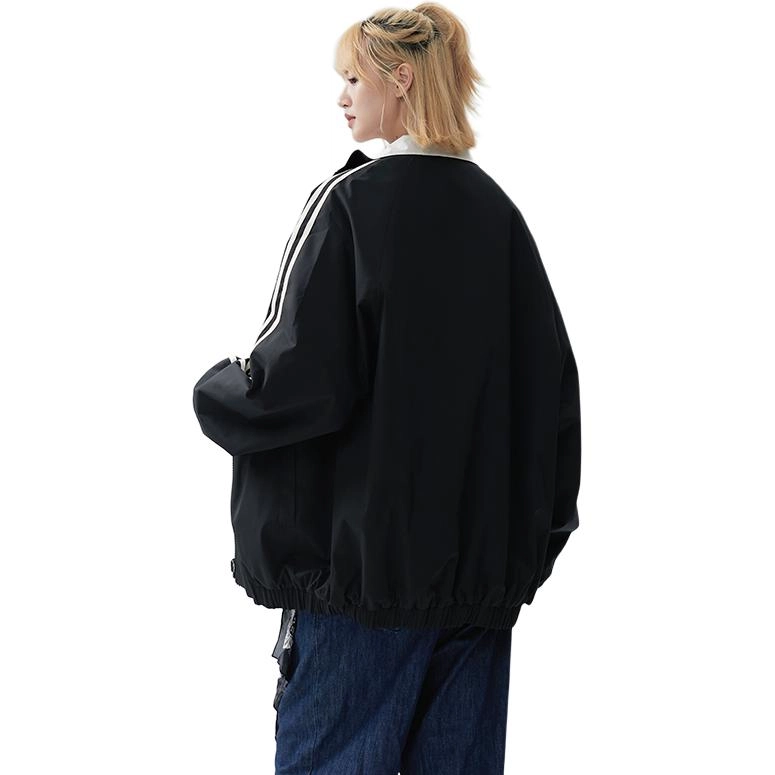 【Cleanfit棒球风】蓝精灵 潮流教练服勋章拼接嘻哈撞色双面穿立领秋冬运动机车风拉链休闲防风防溅水夹克外套 男女同款