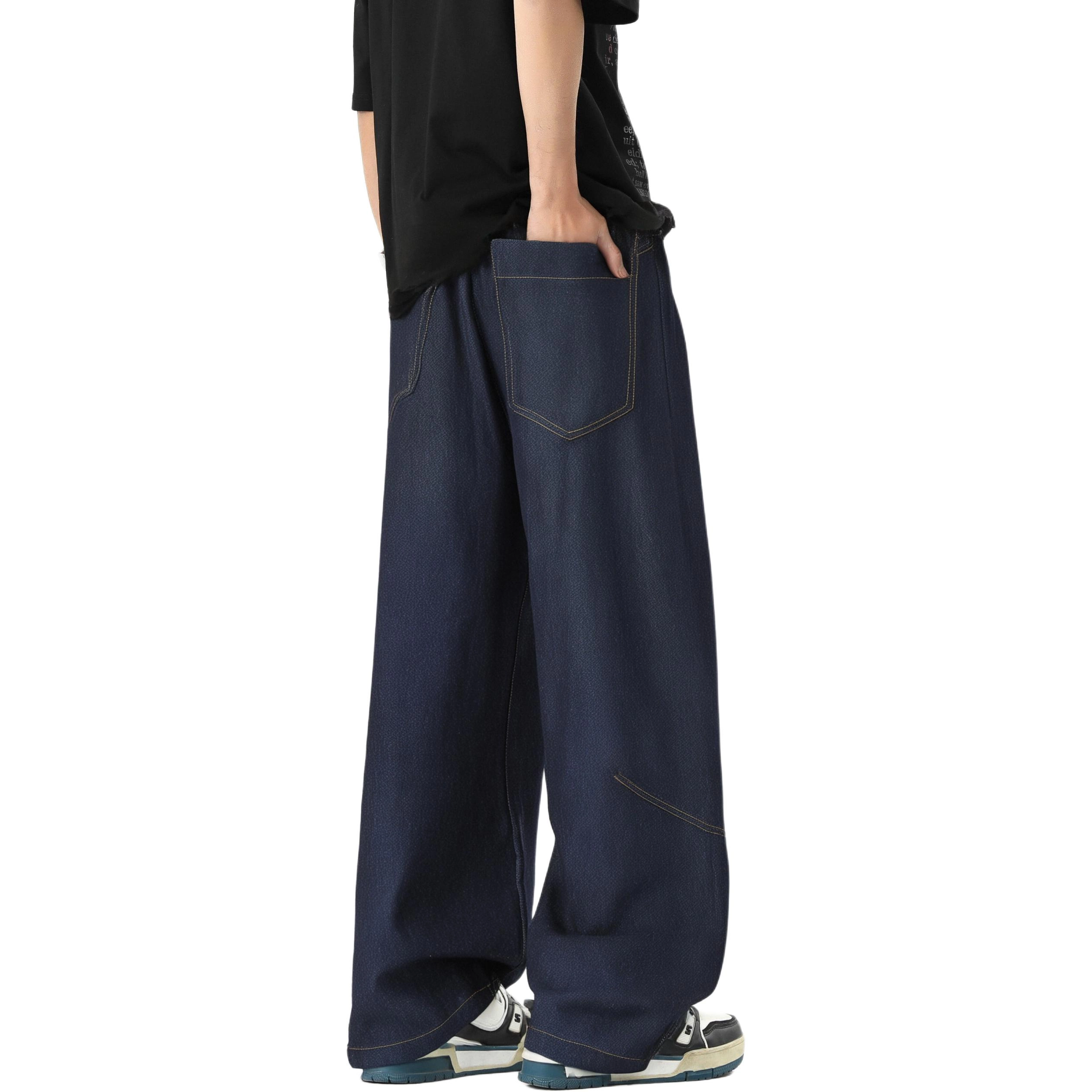 图兰朵 夏季美式复古高级个性时尚基础款简约风格日常休闲百搭柔软宽松舒适亲肤垂感设计运动无性别主义直筒系带牛仔裤 男女同款