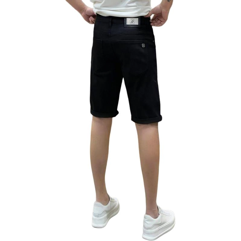 吉肯蒂 欧美高端潮牌简约白色轻奢男士五分修身小直筒牛仔短裤 男款