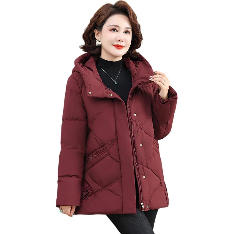 雅鹿 时尚百搭纯色拉链连帽长袖羽绒服 女款