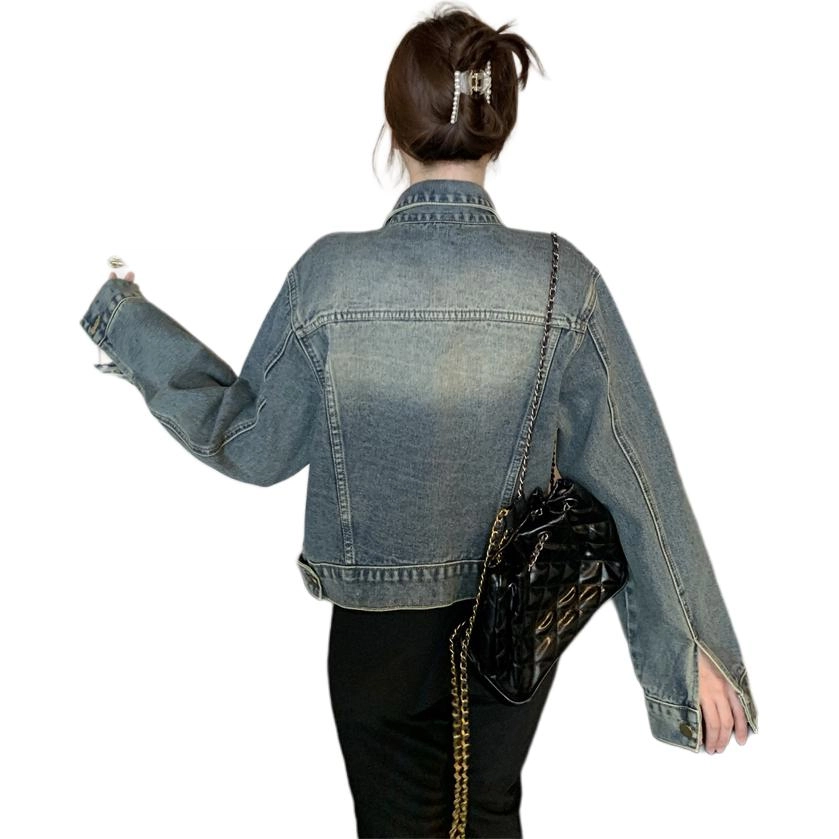 缪斯的诱惑 港风复古辣妹短款夹克牛仔外套 女款