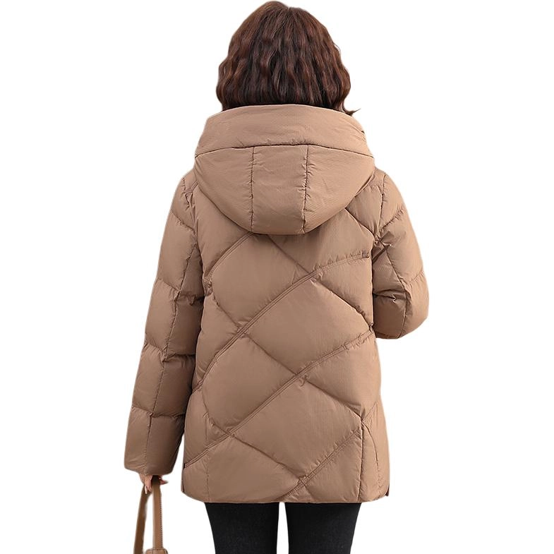 雅鹿 时尚百搭纯色拉链连帽长袖羽绒服 女款