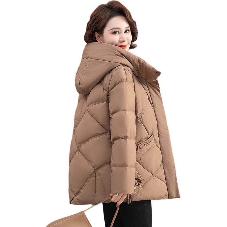 雅鹿 时尚百搭纯色拉链连帽长袖羽绒服 女款