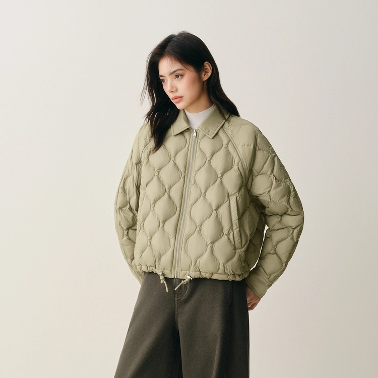 太平鸟 小葫芦简约轻薄宽松白鸭绒外套羽绒服 女款