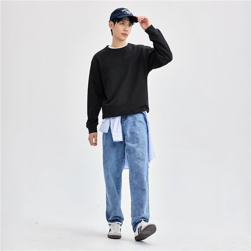 佐丹奴 纯色针织圆领套头长袖卫衣 男