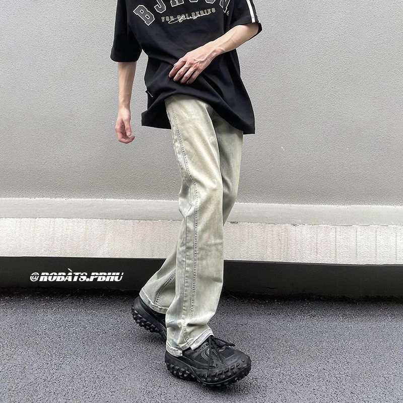 童先森 薄款潮牌美式复古宽松休闲直筒裤长裤牛仔裤 男款